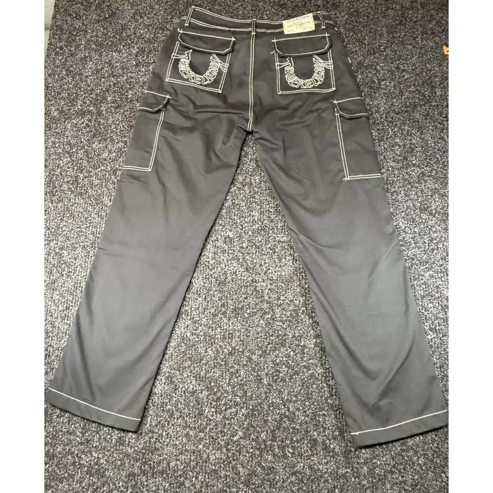 True Religion Men's Black Twill Cargo Pants 34